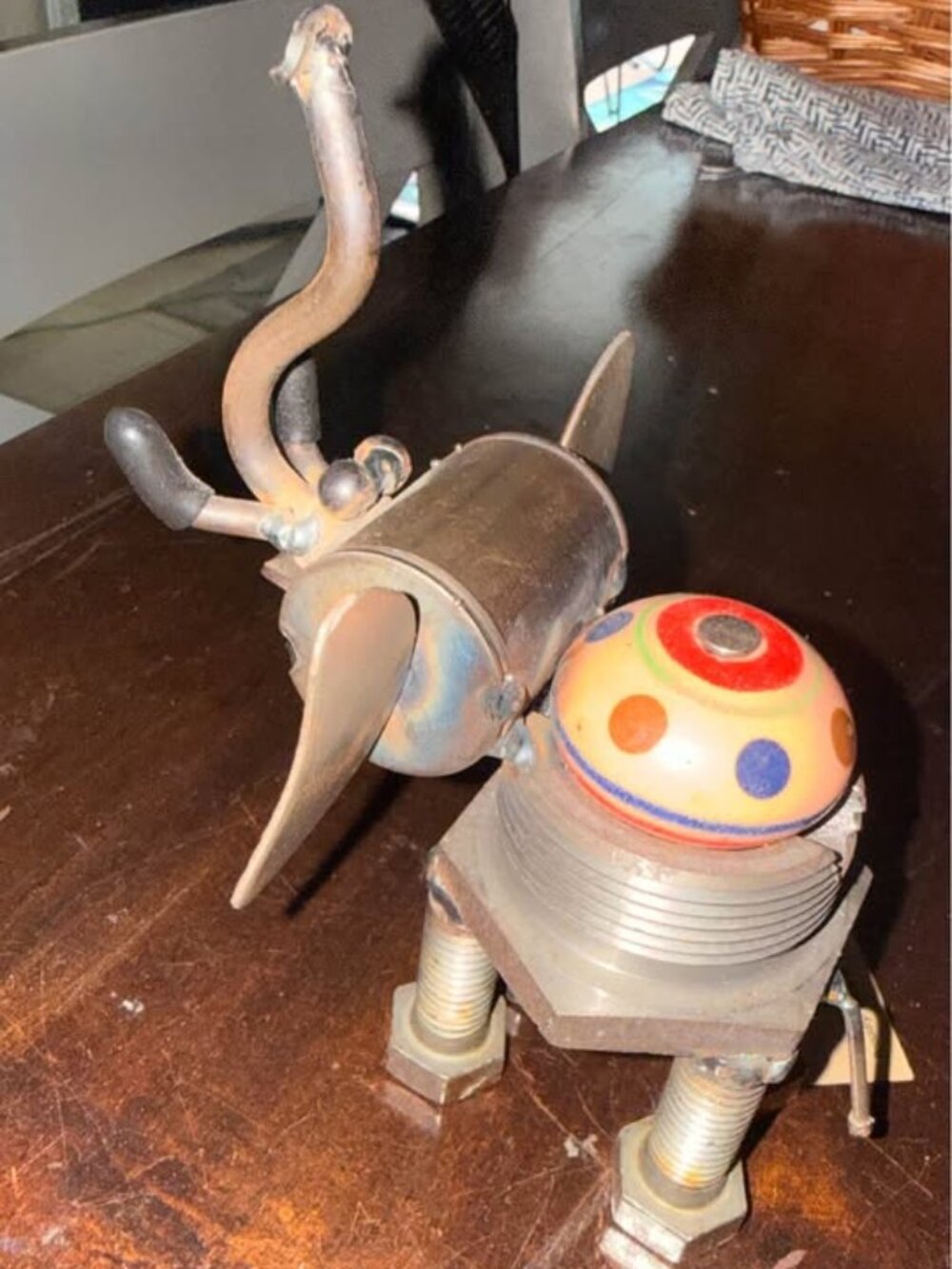 Yard Birds Metal Elephant Sculpture